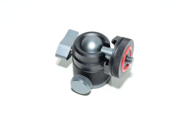 Andoer 2 in 1 mini kuulapää 3/8" tai 1/4" naaraskierre -> 1/4" uroskierre, kamerajalusta *uusi*